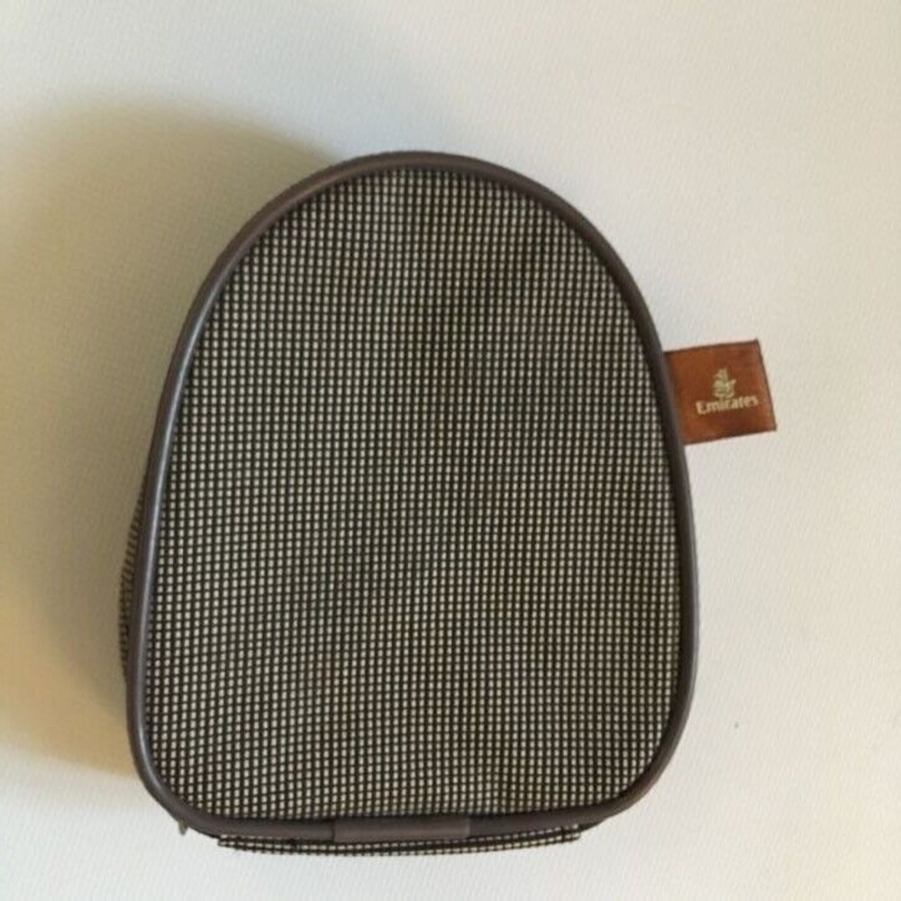 EMIRATES Brown Nylon Small Travel Pouch Accessory Case Bag